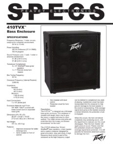 Ampli Guitar Bass Peavey 410 TVX