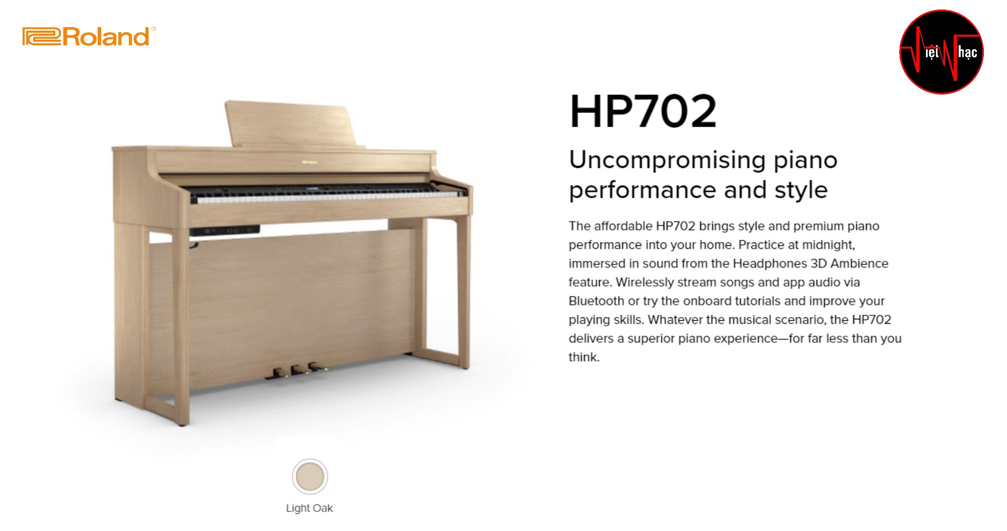 Piano Điện Roland HP702 Light Oak