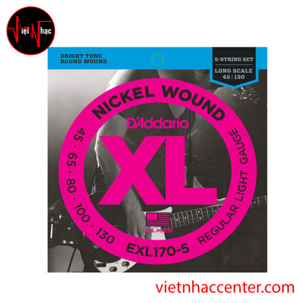 Dây Đàn Bass 5 Dây D’Addario EXL170-5 Nickel Wound