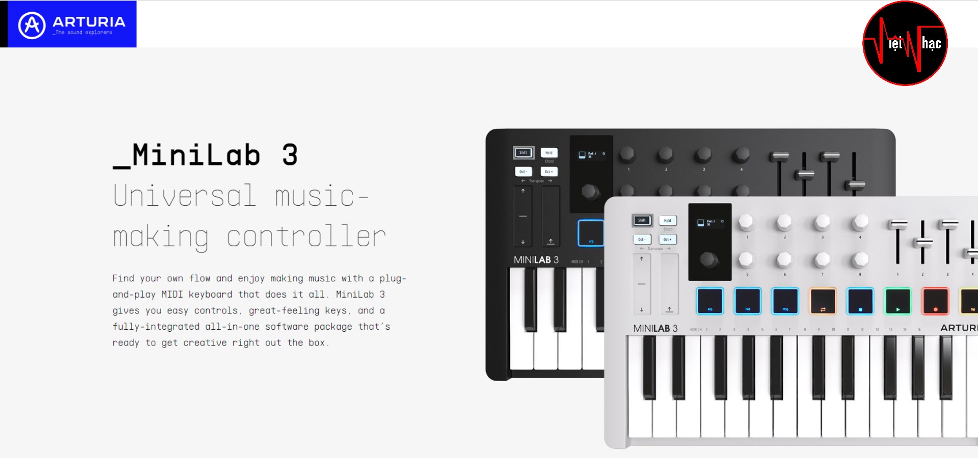 Midi Controller Arturia MiniLab 3 25 Slim-Key Controller White