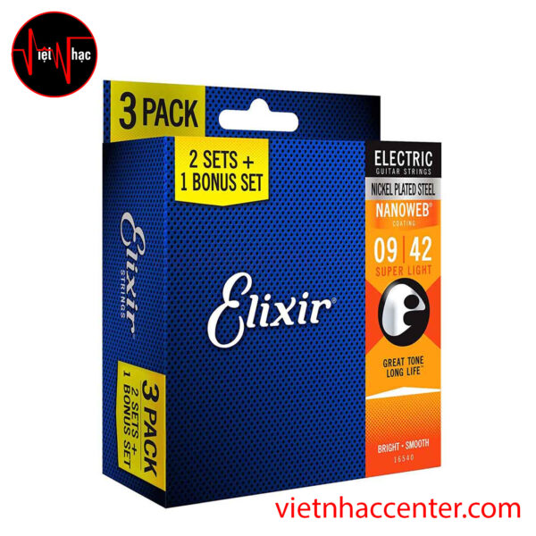 Combo 3 Bộ Dây Đàn Guitar Điện Elixir 16540