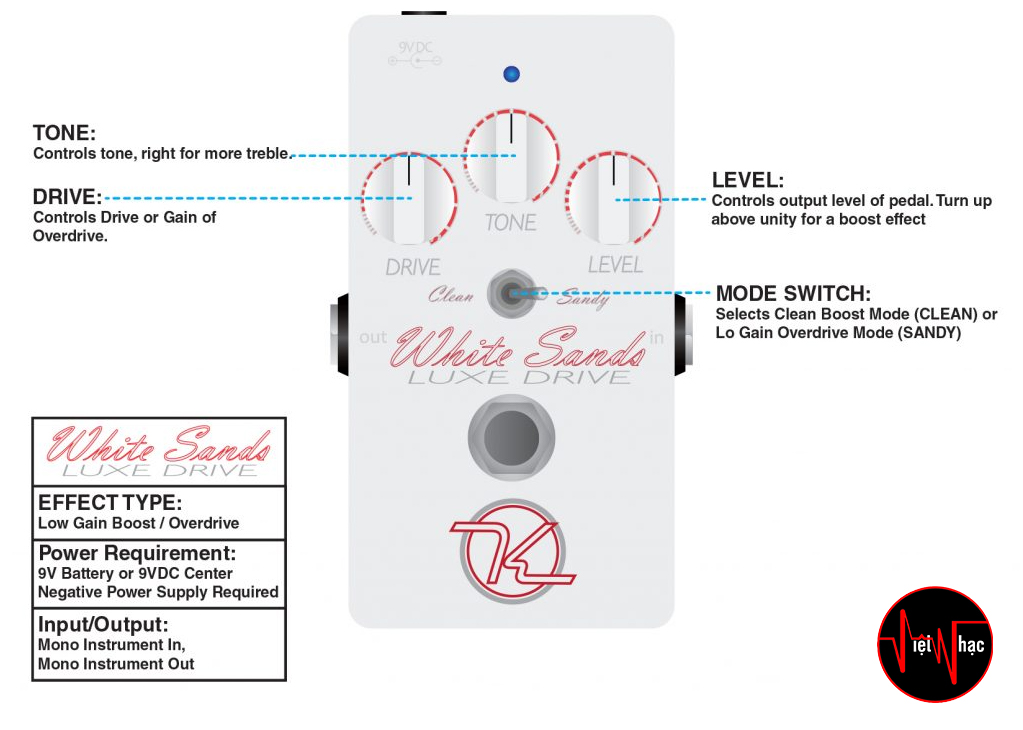 Bàn Đạp Keeley White Sands Luxe Drive Guitar Effects