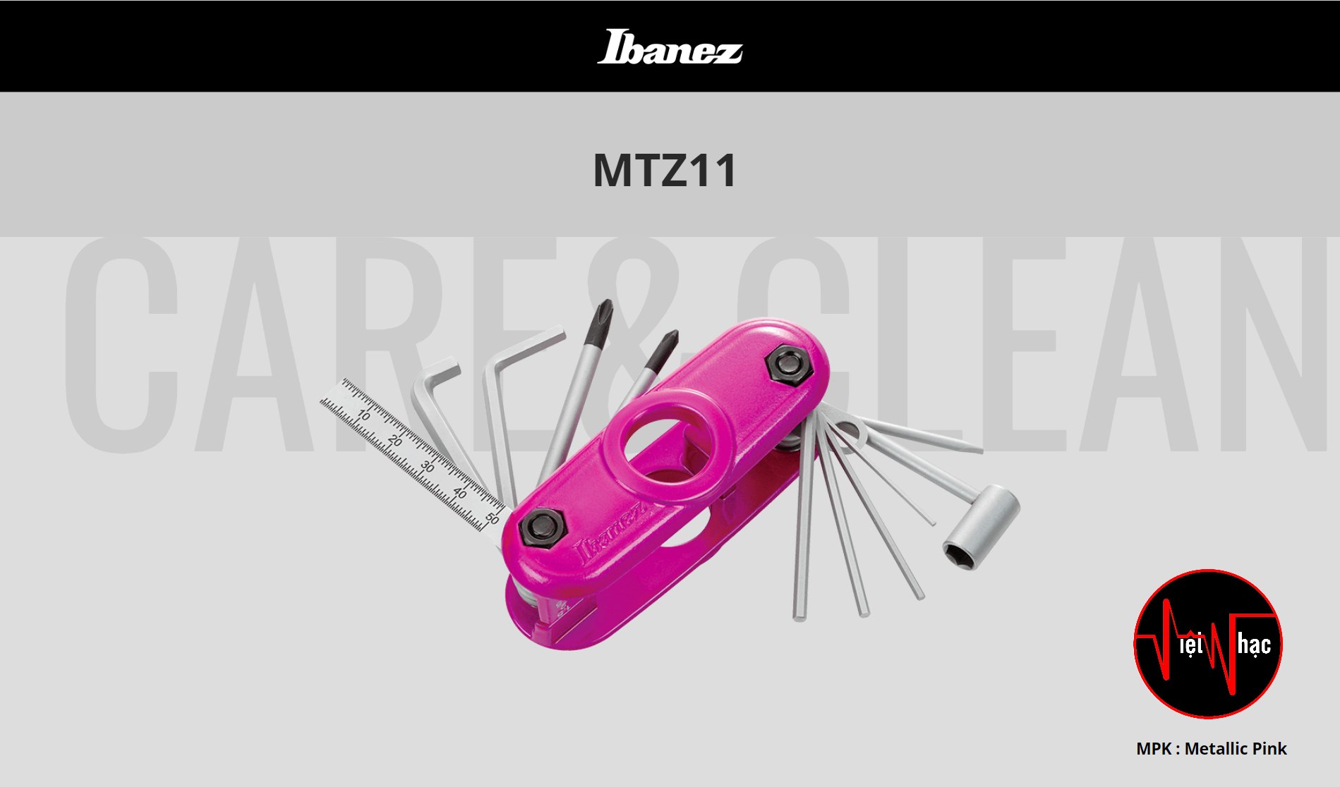 Công Cụ Đă Năng Cho Guitar Ibanez MTZ11-MPK Guitar Multi Tool, Metallic Pink