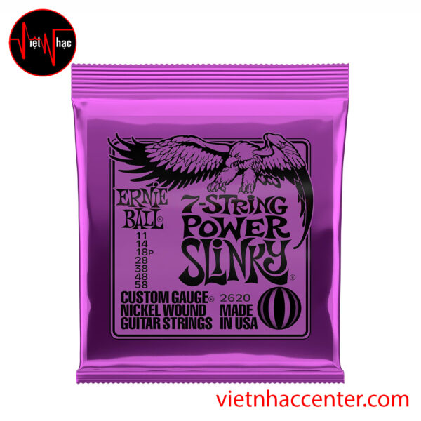 Dây Đàn Guitar Điện Ernie Ball P02620 Power Slinky 7 Dây Niken Cỡ 11-58