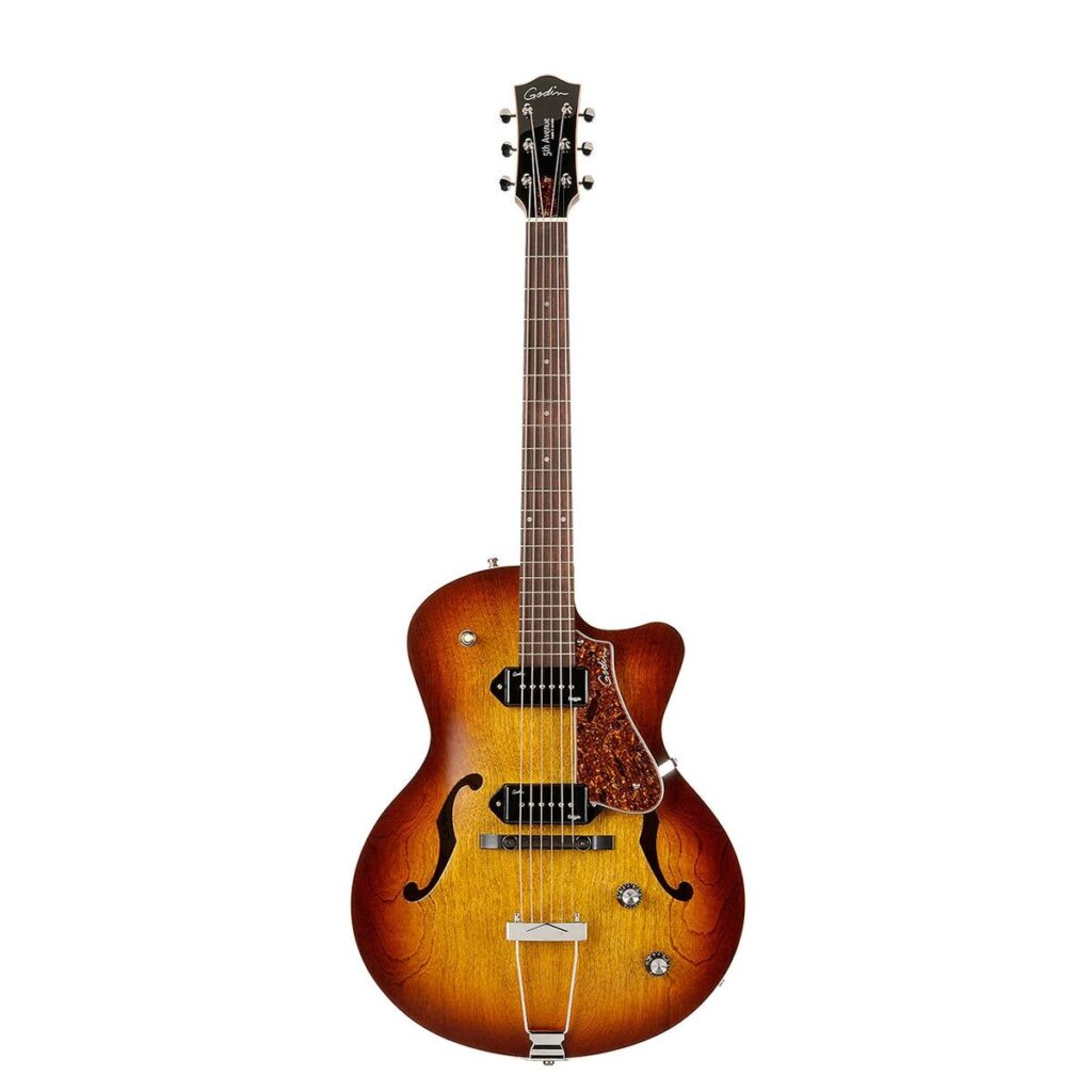 Guitar Điện Godin 5th Avenue CW Kingpin II P90 Hollowbody - Cognac Burst