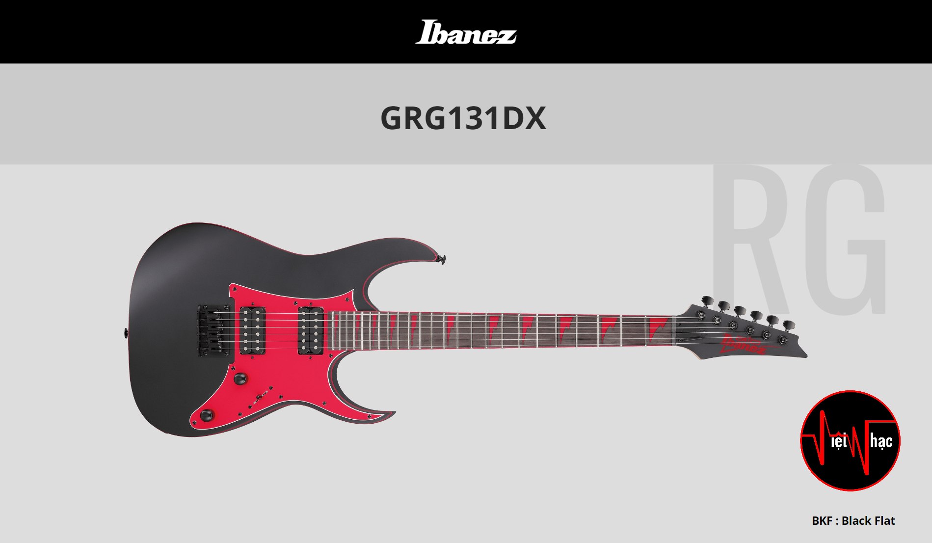 Guitar Điện Super Strat Ibanez Gio GRG131DX-BKF, Black Flat