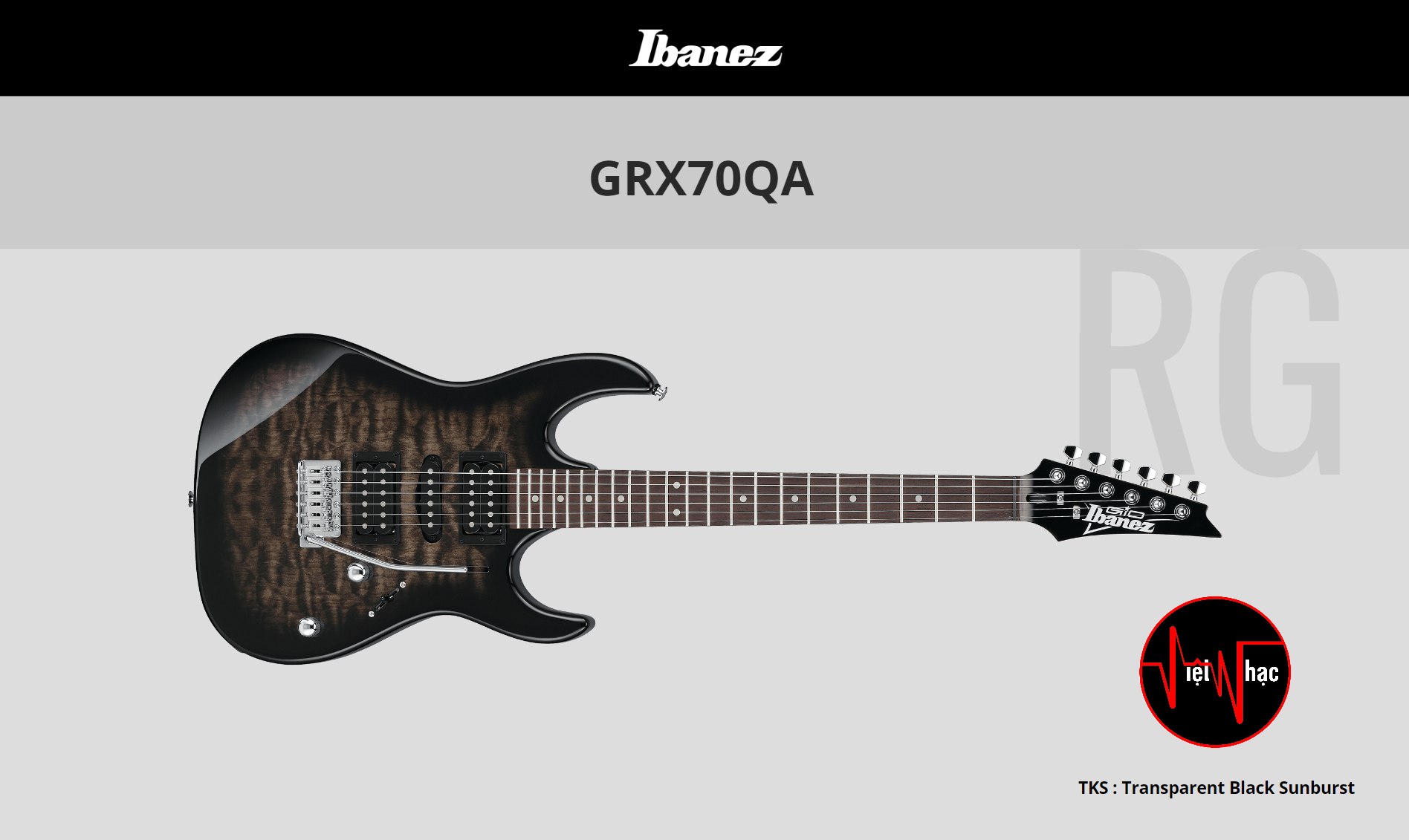 Guitar Điện Super Strat Ibanez Gio GRX70QA – Transparent Black Sunburst