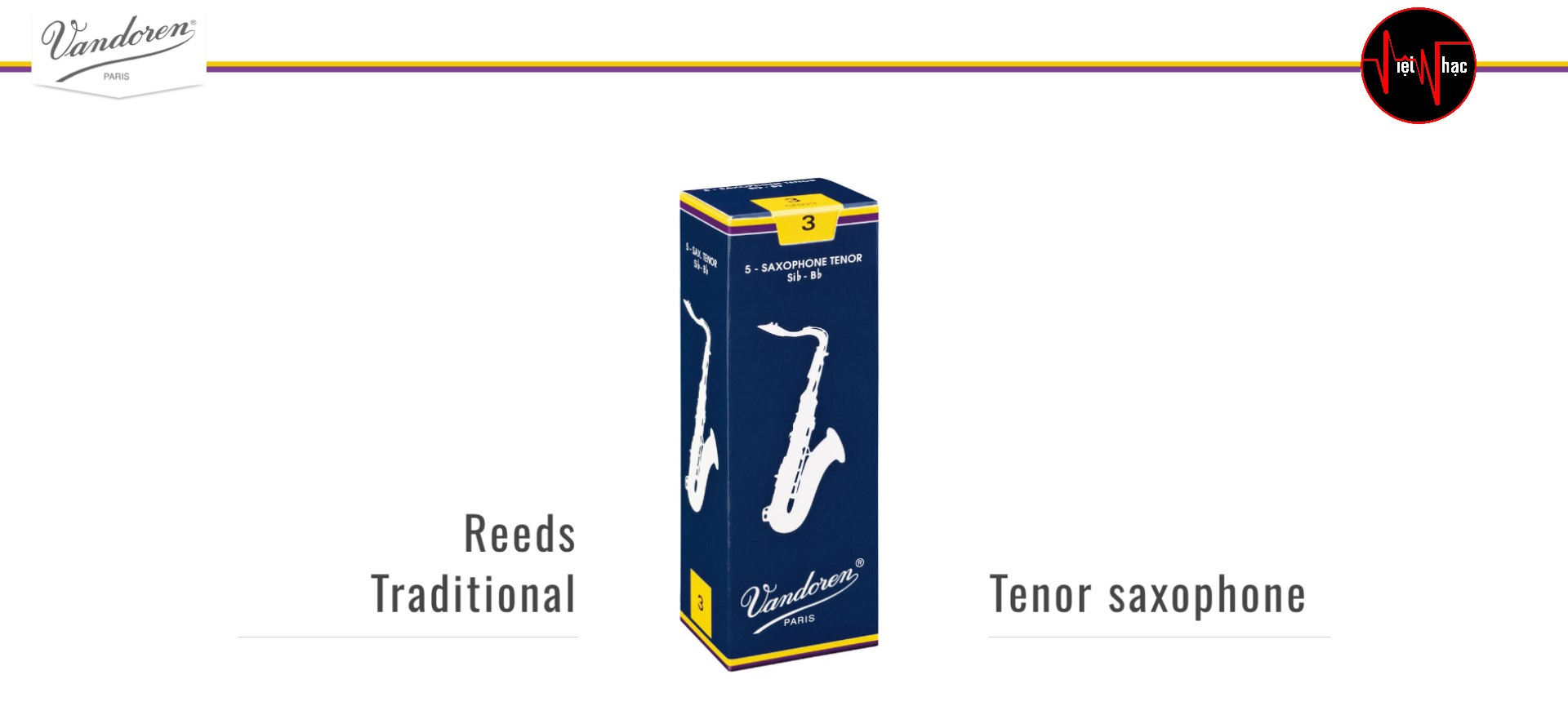 Dăm Kèn Tenor Sax Vandoren SR222 – Traditional Tenor Saxophone Reeds – Strength 2.5