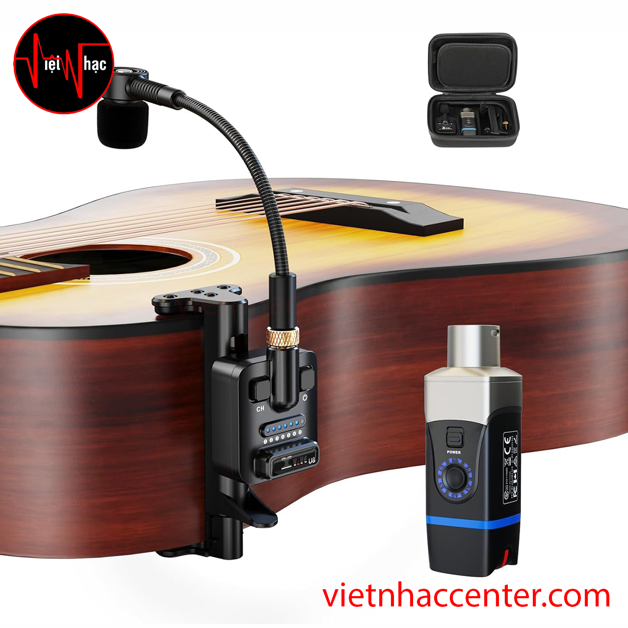 thumbnail image 2 of Xvive U8 Wireless Acoustic Guitar System With Case – 2.4GHz, Supercardioid Mic, 5ms Latency 2 of 14