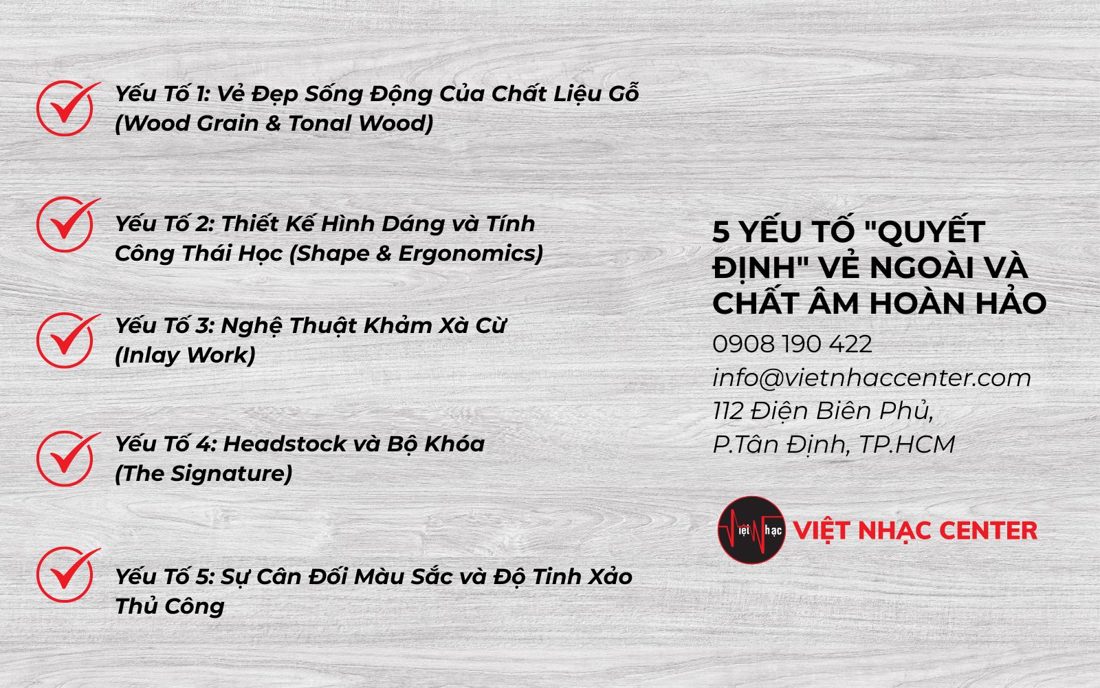 5 yeu to quyet dinh ve ngoai va chat am Đàn Guitar Đẹp - 5 Yếu Tố "Quyết Định" Vẻ Ngoài và Chất Âm Hoàn Hảo