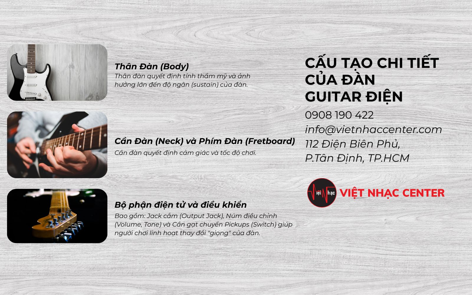 Đàn Guitar Điện - Cấu tạo chi tiết
