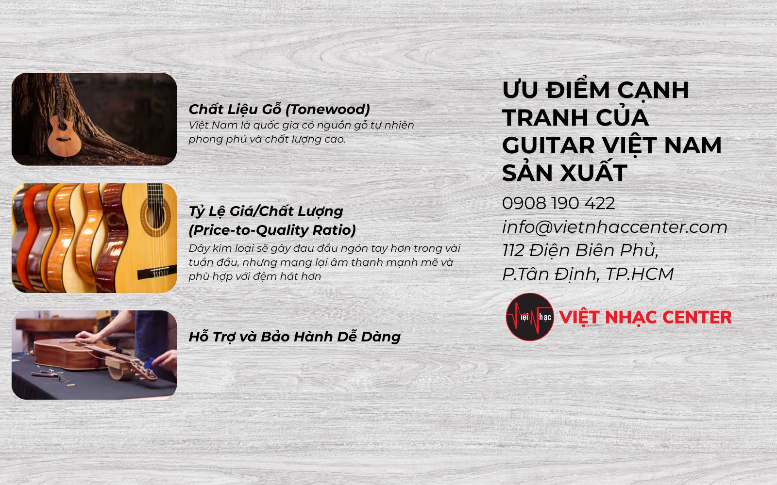uu diem canh tranh cua guitar vietnam san xuat  Đàn Guitar Việt Nam Sản Xuất: Khám Phá Tinh Hoa Thủ Công và Những Thương Hiệu Danh Tiếng