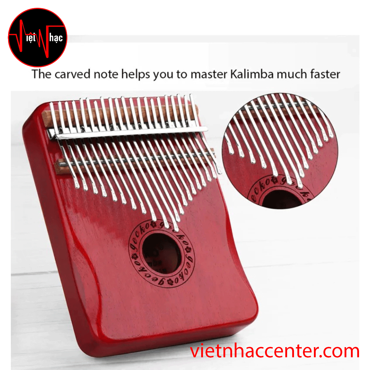 Đàn Kalimba 21 Phím Gecko K21MR Slim Key Solid Okoume Hollow - Ảnh 5