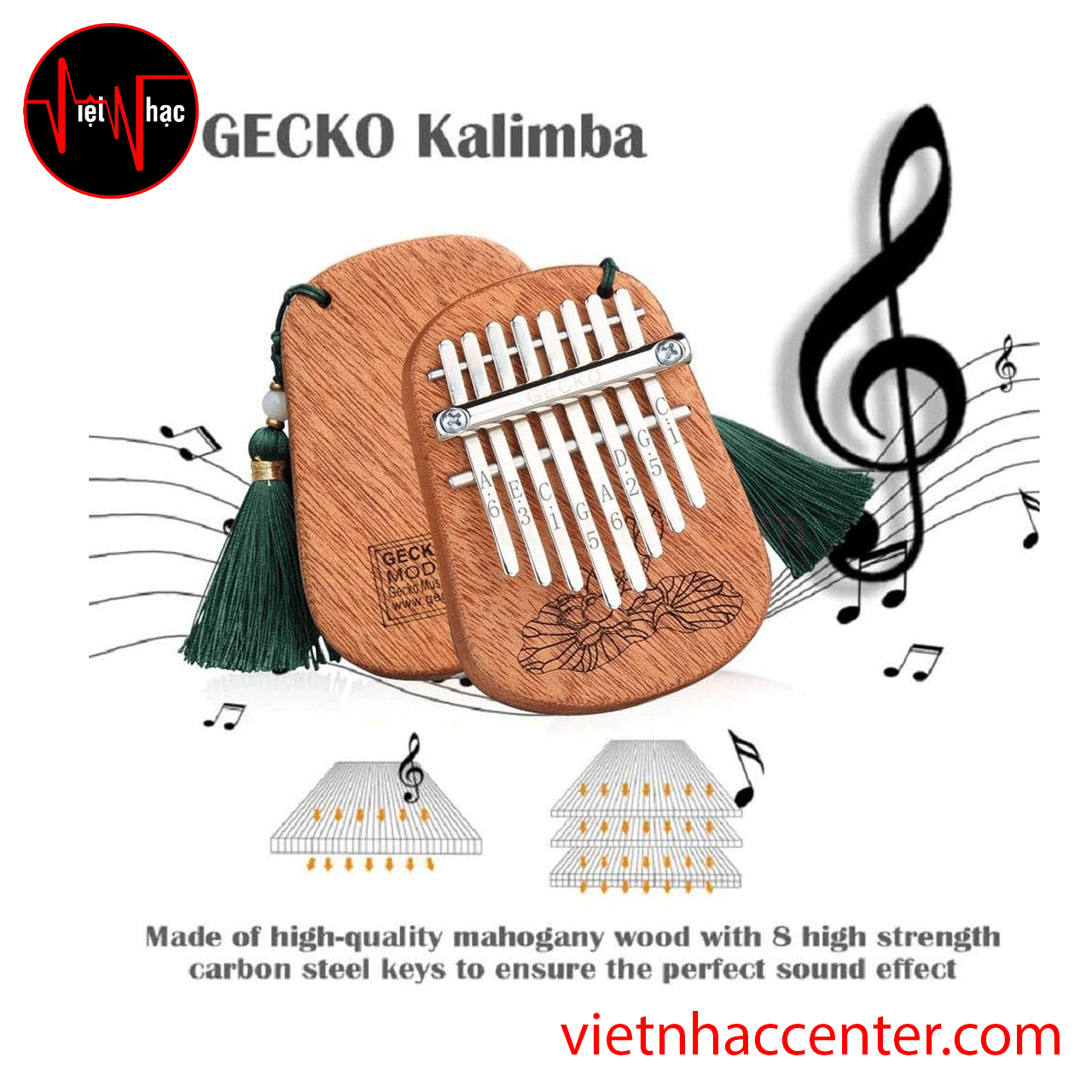 Đàn Kalimba 8 Phím Gecko K-8CM Solid Mahogany - Ảnh 4