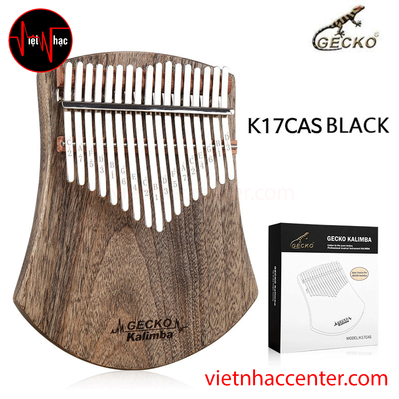 Đàn Kalimba 17 Phím Gecko K17CAS BK Solid Black Camphorwood